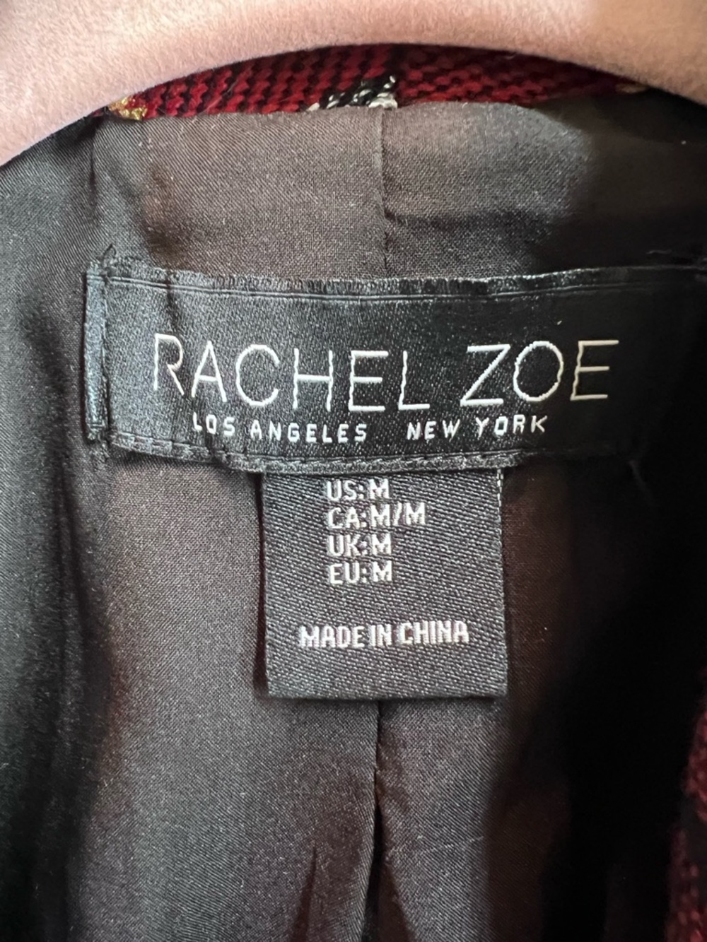 RACHEL ZOE Preppy Red Raw Hemmed Tartan Plaid Equestrian Blazer, M - Picture 16 of 16